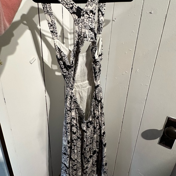 ANTHROPOLOGIE Black and White Floral midi Dress - Picture 3 of 4